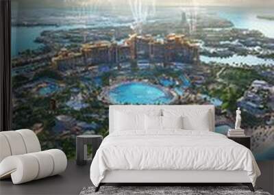 Futuristic Beachfront City Concept Illustration Wall mural