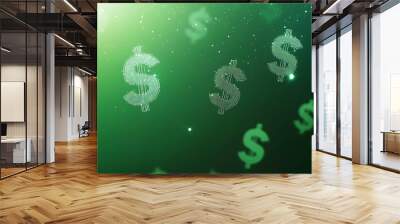 Illuminated Financial Prosperity â€“ Abstract Green Background with Glowing Dollar Signs for Wealth and Growth Concept Wall mural