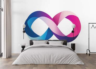 Unified Harmony - Geometric Male Female Unity Logo in Pink and Blue | Flat Design Vector on White Background Wall mural