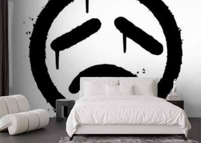 graffiti scary sick face emoticon sprayed isolated on white background. vector illustration. Wall mural