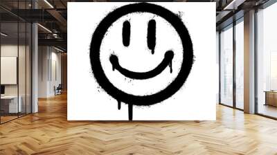 graffiti smiling face emoticon sprayed isolated on white background. vector illustration. Wall mural