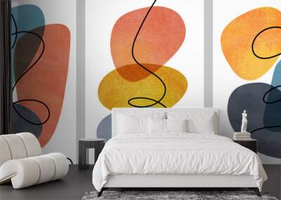 set of Creative minimalist hand painted. Abstract design with doodles and various shapes . Vector illustration Wall mural