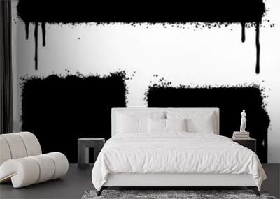 Set of graffiti Spray painted lines and grunge dots isolated on white background. vector illustration. Wall mural