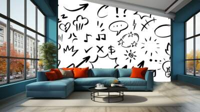 set of hand drawn cartoon expression sign doodle isolated on white background. vector illustration. Wall mural