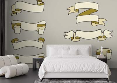 set of hand drawn vector doodle ribbon banner illustrations. Wall mural