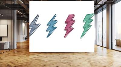 Watercolor hand drawn electric lightning bolt symbol. thunder symbol doodle icon .design element isolated on white background. vector illustration. Wall mural