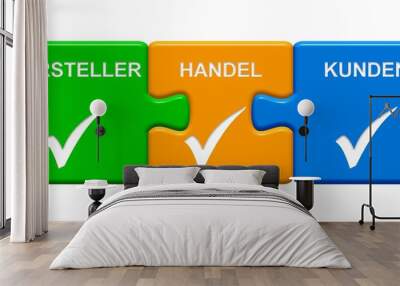 3 Puzzle Buttons zeigen Hersteller Handel Kunden Wall mural