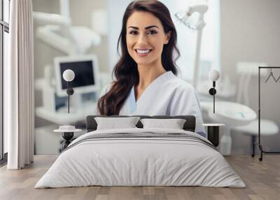 portrait of smiling female doctor in dental clinic hospital, dentist equipment Wall mural