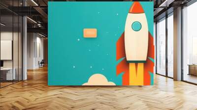 Founders celebrating product launch, startup success, flat design illustration Wall mural