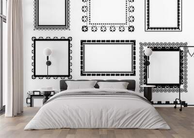 Set of ornate black picture frames isolated on white,frame illustration,picture frame designs vector illustration on white isolated background Wall mural