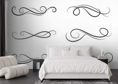 vector illustration set of border calligraphic and dividers decorative, calligraphic swirl Wall mural