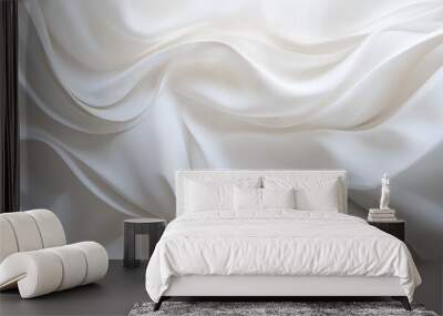 An abstract painting that is predominantly white in color with slight variations in texture and color tones. Wall mural