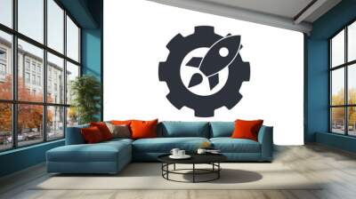 Advanced setting, Gear rocket icon symbol vector illustration isolated on white background Wall mural