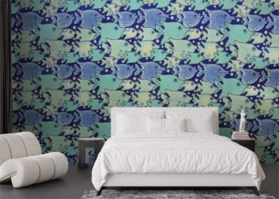 Seamless Fish Pattern Wall mural