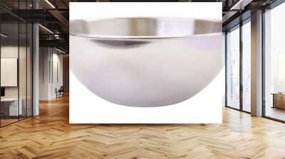 Side stainless steel mixing bowl on white background. Wall mural