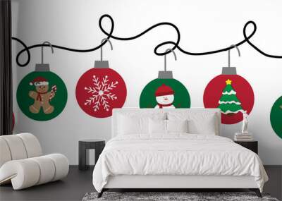 Merry Christmas Ornaments Wall mural