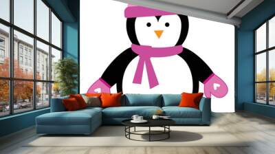 Valentines Day Penguin with Mittens Wall mural