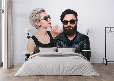 alternative couple in rock style clothes Wall mural