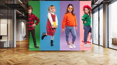 Confident kids in trendy outfits Wall mural