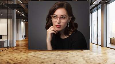 Stylish girl in glasses Wall mural