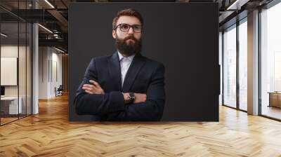 Trendy bearded man in suit Wall mural