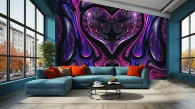 Bright and colorful fractal heart, stylish valentine's day desig Wall mural