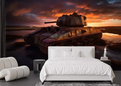 tank in the desert Wall mural