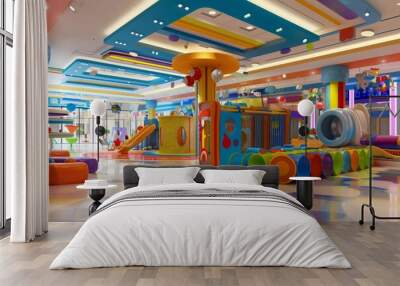 Colorful modern indoor entertainment center for kids inside shopping mall Wall mural