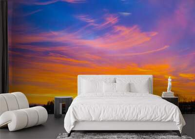 Fantastic Sky of Orange and Blue Wall mural