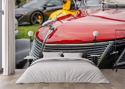 A fish hood ornament on a classic car Wall mural