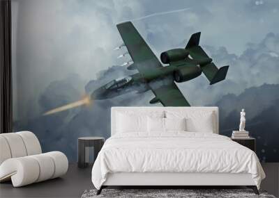 Digital painting of modern military aircraft. A-10 tank buster. Wall mural