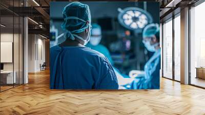 Back view of a surgeon doing a surgical operation at hospital , surgery in operating room concept image Wall mural