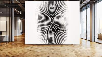 Black large fingerprint stamp on white paper Wall mural