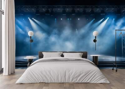 Empty stage with spotlights and smoke banner background with copy space Wall mural