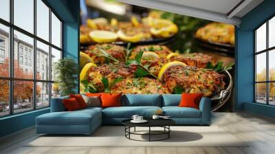 grilled chicken with vegetables Wall mural