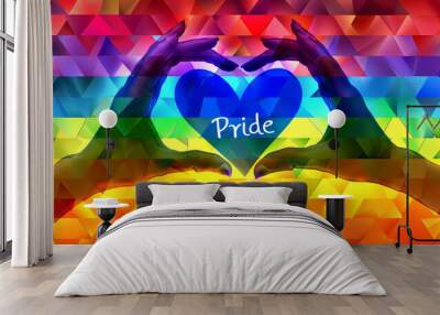 Illustration banner background for pride and gay rights with written Pride with LGBT rainbow colors backdrop Wall mural