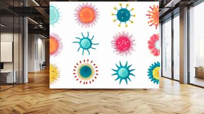 Pack of virus and logos and flat icons isolated on white background Wall mural