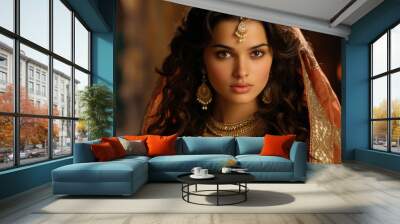 Portrait of Indian woman , Bollywood actress Wall mural