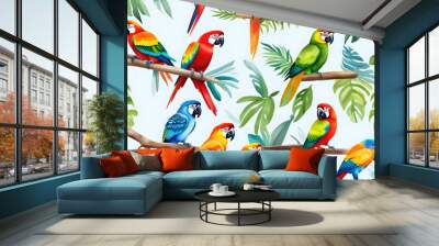 set of parrots Wall mural