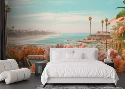 Summer landscape with boho beach colors Wall mural