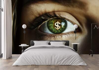 Venal or sellout concept image with eye of a person showing money in iris Wall mural