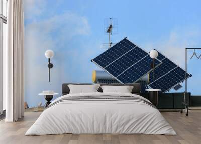 solar panel and photovoltaic panels on a roof Wall mural