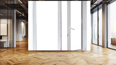 White plastic double door window isolated on white background Wall mural