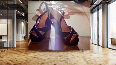 Black shoes for women on the floor indoor and beautiful lighting Wall mural