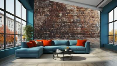 Brick wall pattern to create an industrial and urban feel. generative ai Wall mural