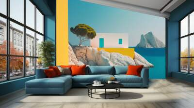 Minimal Ibiza Landcape Island Sky Generative AI Wall mural