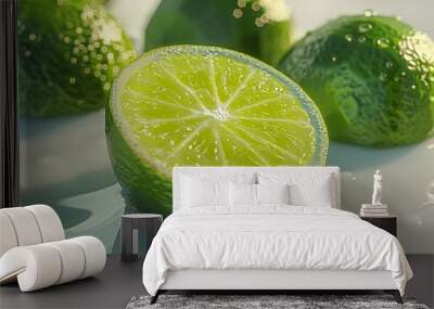 lemon close-up with a white background generative ai Wall mural