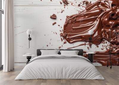 melted chocolate background on white background generative ai Wall mural