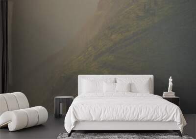 Hazy Light Over Slopes of Mountains in Glacier National Park Wall mural