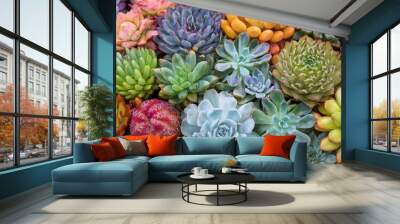 colourful succulent plants background generative a Wall mural